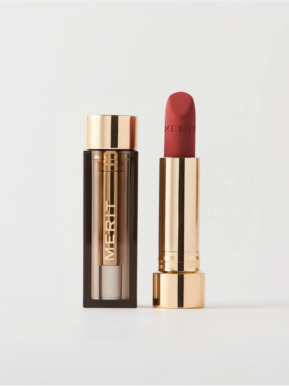 Merit Signature Lipstick in Court (discontinued, warm brick); new in box!